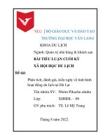 Phân tích, đánh giá, kiến nghị về tình hình hoạt động du lịch tại Đà Lạt