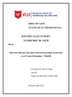 Phân tích đánh giá kiến nghị về tình hình hoạt động du lịch dịch vụ tại Tropical Eglamping – Windhill