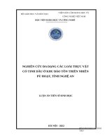 Nghiên cứu đa dạng các loài thực vật có tinh dầu ở khu bảo tồn thiên nhiên pù hoạt, tỉnh nghệ an  