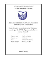 Topic research on tourism trends of vietnamese people after the COVID 19 pandemic in hanoi survey research 
