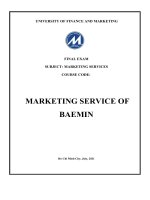 FINAL EXAM SUBJECT MARKETING SERVICES COURSE CODE MARKETING SERVICE OF BAEMIN 