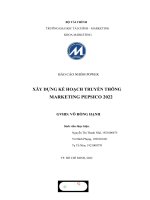 XÂY DỰNG kế HOẠCH TRUYỀN THÔNG MARKETING PEPSICO 2022 