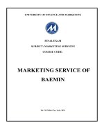 FINAL EXAM SUBJECT MARKETING SERVICES COURSE CODE MARKETING SERVICE OF BAEMIN 