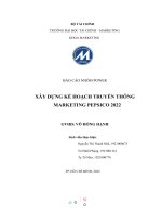 XÂY DỰNG kế HOẠCH TRUYỀN THÔNG MARKETING PEPSICO 2022 