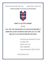 Các yếu tố ảnh hưởng của influencers đến ý định mua sắm sản phẩm chăm sóc da của thế hệ gen z tại thành phố hồ chí minh 2022