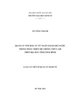 Luận án Quản lý vốn đầu tư từ ngân sách nhà nước trong phát triển hệ thống thủy lợi trên địa bàn tỉnh thái bình