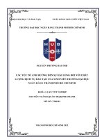 Các yếu tố ảnh hưởng đến sự hài lòng đối với chất lượng dịch vụ đào tạo của sinh viên trường đại học ngân hàng thành phố hồ chí minh 2022