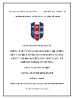 Những yếu tố của influencers ảnh hưởng đến hiệu quả của affiliate marketing ngành hàng thời trang trên nền tảng mạng xã hội instagram ở việt nam 2022