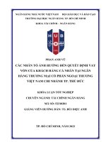 Các nhân tố tác động đến quyết định vay vốn của khách hàng cá nhân tại ngân hàng thương mại cổ phần ngoại thương việt nam chi nhánh TP  thủ đức 2022