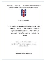 Các nhân tố ảnh hưởng đến ý định đặt đồ ăn và thức uống qua ứng dụng shopeefood của sinh viên tại khu vực thủ đức   thành phố hồ chí minh 2022