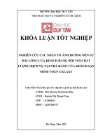 NGHIÊN cứu các NHÂN tố ẢNH HƯỞNG đến sự hài LÒNG của KHÁCH HÀNG đối với CHẤT LƯỢNG DỊCH vụ tại NHÀ HÀNG của KHÁCH sạn MINH TOÀN GALAXY
