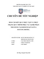 BÁO cáo kết QUẢ THỰC tập và THỰC TRẠNG QUY TRÌNH PHỤC vụ tại bộ PHẬN NHÀ HÀNG tại KHÁCH sạn SATYA DANANG HOTEL