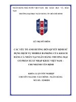 Các yếu tố ảnh hưởng đến quyết định sử dụng dịch vụ mobile banking của khách hàng cá nhân tại ngân hàng thương mại cổ phần Xuất Nhập Khẩu Việt Nam - chi nhánh Tân Định