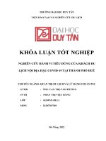 NGHIÊN cứu HÀNH VI TIÊU DÙNG của KHÁCH DU LỊCH nội địa hậu COVID 19 tại THÀNH PHỐ HUẾ