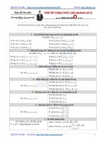 tổng hợp công thức giải nhanh oxyz