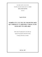 KHOÁ LUẬN TỐT NGHIỆP NGHIÊN cứu các yếu tố ẢNH HƯỞNG đến QUÁ TRÌNH xử lý PHÔTPHAT TRONG nước BẰNG kết tủa hóa học