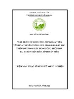PHÁT TRIỂN DU LỊCH CỘNG ĐỒNG DỰA TRÊN  VĂN HÓA TRUYỀN THỐNG CỦA ĐỒNG BÀO DÂN TỘC THIỂU SỐ TRONG XÂY DỰNG NÔNG THÔN MỚI  TẠI HUYỆN ĐIỆN BIÊN, TỈNH ĐIỆN BIÊ