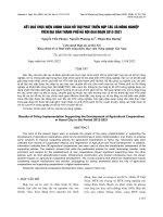 Kết quả thực hiện chính sách hỗ trợ phát triển hợp tác xã nông nghiệp trên địa bàn thành phố Hà Nội giai đoạn 2012-2021