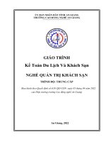 Giáo trình Kế toán du lịch và khách sạn (Nghề: Quản trị khách sạn - Trình độ Trung cấp) - Trường Cao đẳng Nghề An Giang
