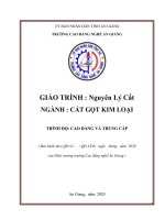 Giáo trình Nguyên lý cắt (Nghề: Cắt gọt kim loại - Trình độ CĐ/TC): Phần 1 - Trường Cao đẳng Nghề An Giang