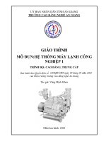 Giáo trình Hệ thống máy lạnh công nghiệp 1 (Nghề: Kỹ thuật máy lạnh và điều hòa không khí - Trình độ CĐ/TC): Phần 1 - Trường Cao đẳng Nghề An Giang