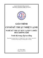 Giáo trình Cơ sở kỹ thuật nhiệt lạnh (Nghề: Công nghệ kỹ thuật điều khiển và tự động hóa - Trình độ CĐ/TC): Phần 1 - Trường Cao đẳng Nghề An Giang