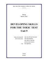 Bài tập TIẾNG ANH 2 DEVELOPING SKILLS FOR THE TOEIC TEST Unit 9