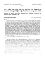 Thực trạng hoạt động giáo dục sức khỏe cho người bệnh của điều dưỡng tại Bệnh viện Phổi Trung ương năm 2020