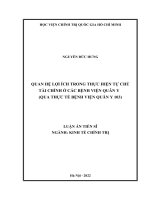 luận án tiến sĩ kinh tế chính trị đề tài QUAN HỆ LỢI ÍCH TRONG THỰC HIỆN TỰ CHỦ TÀI CHÍNH Ở CÁC BỆNH VIỆN QUÂN Y (QUA THỰC TẾ BỆNH VIỆN QUÂN Y 103)