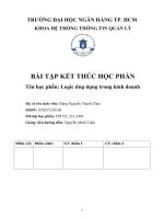 BÀI TẬP KẾT THÚC HỌC PHẦN  học phần Logic ứng dụng trong kinh doanh