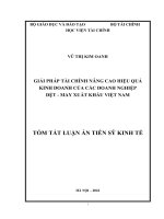 GIẢI PHÁP TÀI CHÍNH NÂNG CAO HIỆU QUẢ KINH DOANH CỦA CÁC DOANH NGHIỆP DỆT MAY XUẤT KHẨU VIỆT NAM TÓM TẮT LUẬN ÁN TIẾN SỸ KINH