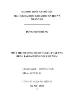 PHÁT THANH ĐỒNG HÀNH VÀ PHÁT THANH ĐỒNG HÀNH  TẠI ĐÀI TIẾNG NÓI VIỆT NAM Chuyên ngành BÁO CHÍ HỌC