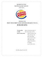 BÀI BÁO CÁO PHÂN TÍCH CHIẾN LƯỢC KINH DOANH QUỐC TẾ CỦA BURGER KING