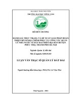 Đánh giá thực trạng và đề xuất giải pháp hoàn thiện hồ sơ địa chính phục vụ công tác quản lý nhà nước về đất đai trên địa bàn huyện phúc thọ, thành phố hà nội 
