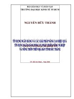 Tín dụng ngân hàng và các giải pháp nâng cao hiệu quả tín dụng ngân hàng phục vụ phát triển nông nghiệp và nông thôn trên địa bàn tỉnh sóc trăng 