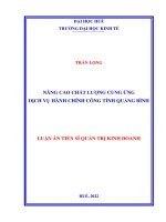 Nâng cao chất lượng cung ứng dịch vụ hành chính công tỉnh quảng bình 