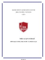 TIỂU LUẬN CUỐI KỲ MÔN ĐẠI CƯƠNG NHÀ NƯỚC VÀ PHÁP LUẬT ĐỀ TÀI QUY PHẠM PHÁP LUẬT KHÁI NIỆM, CẤU TRÚC, CÁC QUY PHẠM PHÁP LUẬT VÀ CHO VÍ DỤ MINH HỌA