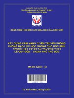 Xây dựng cẩm nang tuyên truyền phòng chống bạo lực học đường cho học sinh trung học cơ sở tại trường THCS lê qúy đôn   thành phố thủ đức 