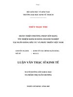 Hoàn thiện phương pháp xếp hạng tín nhiệm khách hàng doanh nghiệp tại ngân hàng đầu tư và phát triển việt nam  luận văn thạc sĩ 