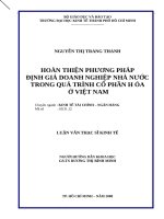 Hoàn thiện phương pháp định giá doanh nghiệp nhà nước trong quá trình cổ phần hóa ở việt nam 