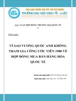 VÌ SAO VƯƠNG QUỐC ANH KHÔNG THAM GIA CÔNG ƯỚC VIÊN 1980 VỀ HỢP ĐỒNG MUA BÁN HÀNG HÓA QUỐC TẾ