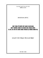 Mặt trận tổ quốc việt nam và hội nghị hiệp thương chính trị nhân dân trung quốc vị trí, vai trò và chức năng trong hệ thống chính trị 
