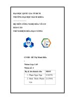 BÁO cáo THÍ NGHIỆM hóa đại CƯƠNG bài 2 NHIỆT PHẢN ỨNG 22 