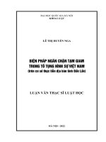 Biện pháp ngăn chặn tạm giam trong tố tụng hình sự việt nam (trên cơ sở thực tiễn địa bàn tỉnh đắk lắk) 