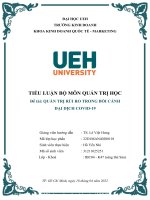 TIỂU LUẬN bộ môn QUẢN TRỊ học đề tài QUẢN TRỊ rủi RO TRONG bối CẢNH đại DỊCH COVID 19 