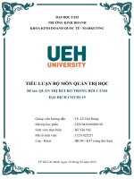 TIỂU LUẬN bộ môn QUẢN TRỊ học đề tài QUẢN TRỊ rủi RO TRONG bối CẢNH đại DỊCH COVID 19 