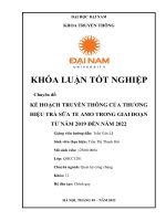 KẾ HOẠCH TRUYỀN THÔNG của THƯƠNG HIỆU TRÀ sữa TE AMO TRONG GIAI đoạn từ năm 2019 đến năm 2022 