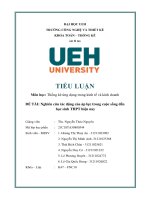 TIỂU LUẬN Môn học Thống kê ứng dụng trong kinh tế và kinh doanh ĐỀ TÀI Nghiên cứu tác động của Áp lực trong cuộc sống gây ảnh hưởng đến học sinh THPT hiện nay