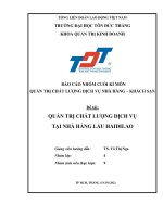 Quản trị chất lượng dịch vụ tại nhà hàng lẩu haidilao