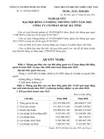 ĐẠI HỘI ĐỒNG CỔ ĐÔNG THƯỜNG NIÊN NĂM 2022 CÔNG TY CỔ PHẦN DƯỢC HÀ TĨNH